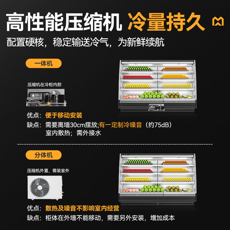 麥大廚商用1.8M豪華款風冷弧形風幕櫃分體機