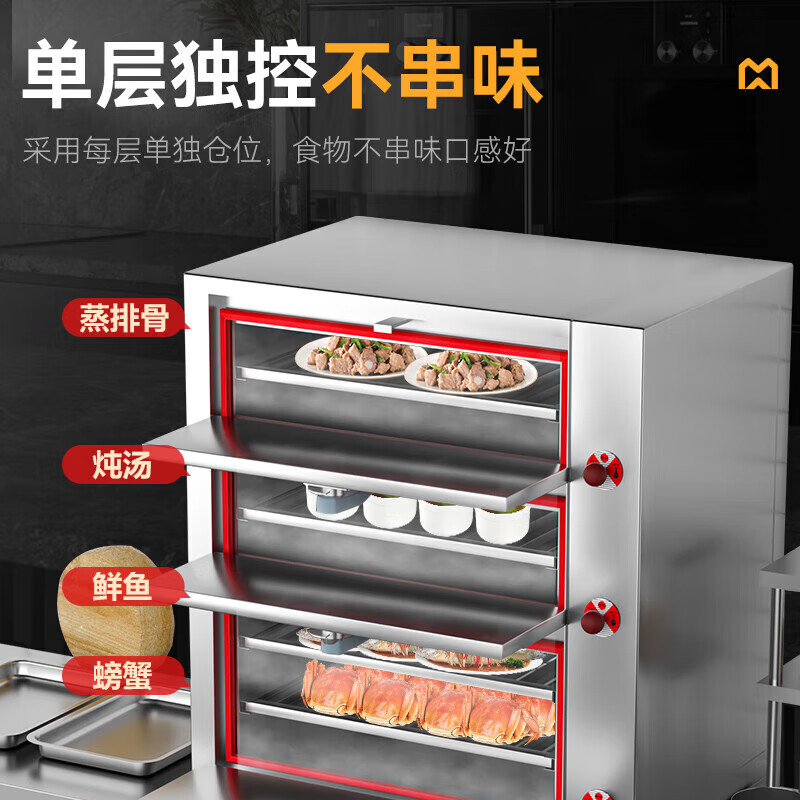 麥大廚商用蒸櫃1000mm標準電熱款三門海鮮蒸櫃